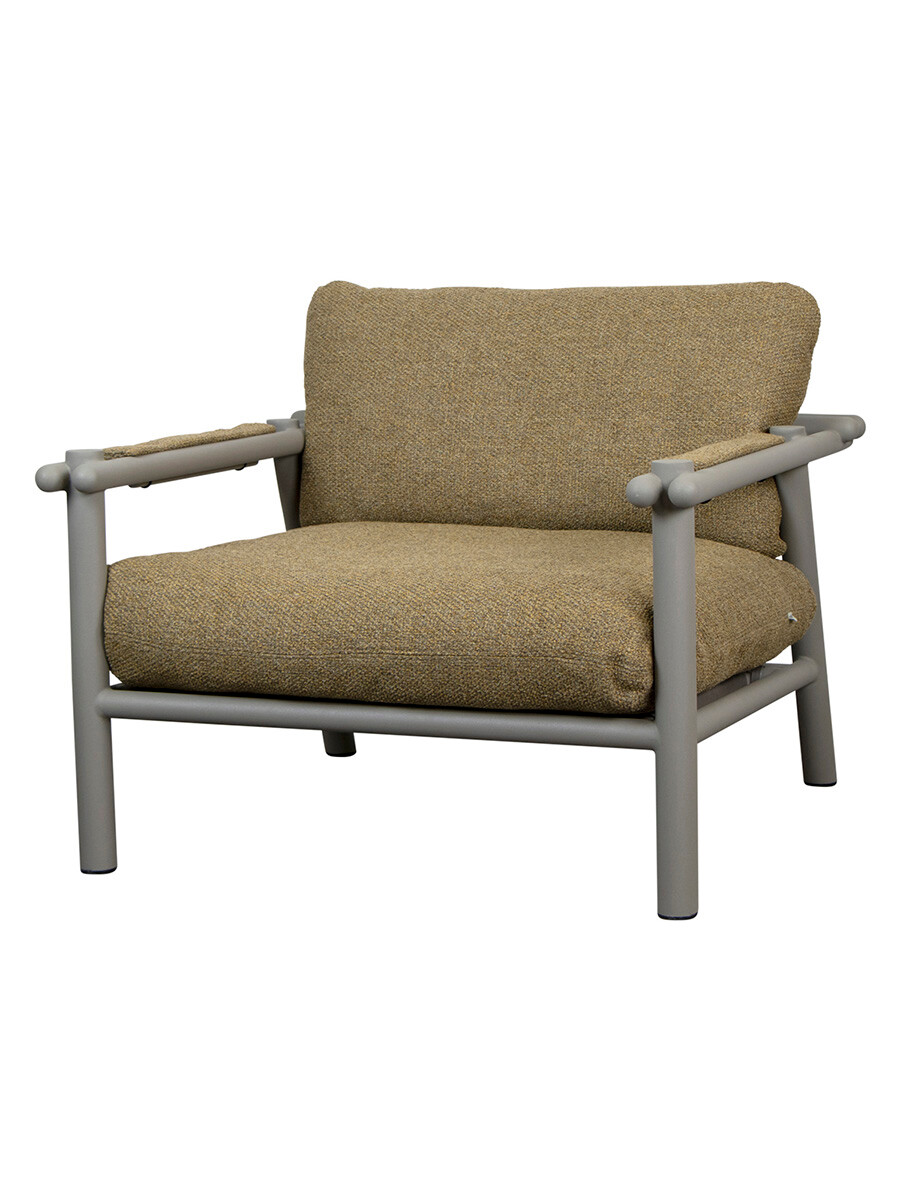 Sticks Lounge Chair, taupe aluminium fra Cane-line (Turmeric Yellow, Cane-line Rise)