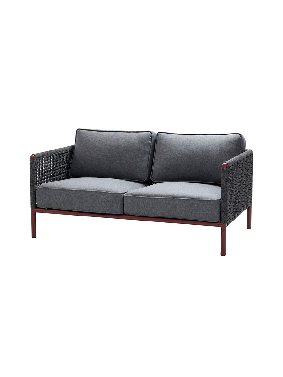 Encore 2-pers. Sofa, Soft Rope fra Cane-line (Bordeaux/Dark grey)