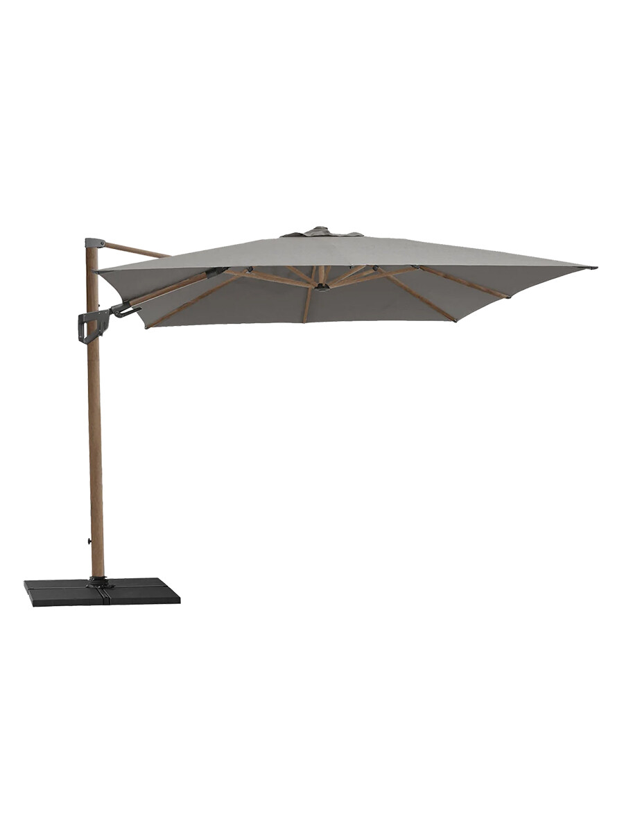 Hyde Luxe Parasol, 3×4 m inkl. fod fra Cane-line (Taupe/Wood Look)