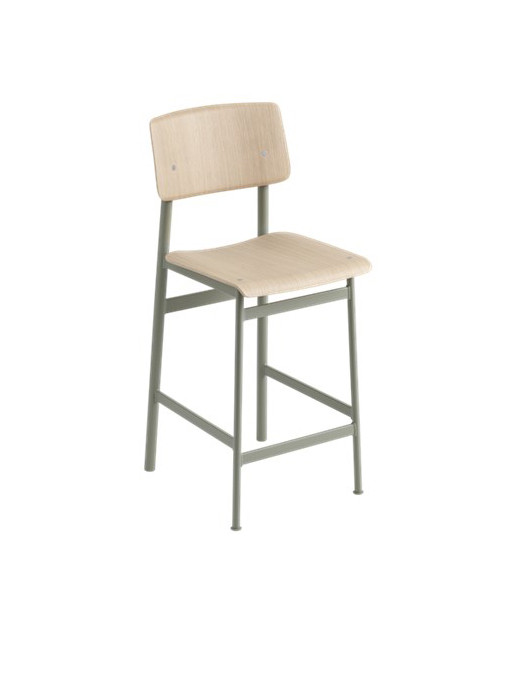 Loft bar stool fra Muuto (Højde: 65 cm, Oak/ dusty green)