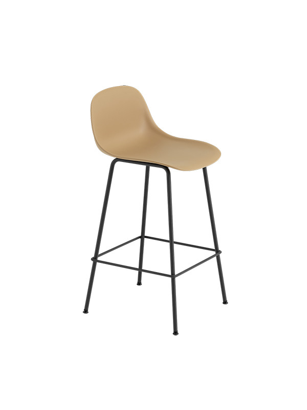 Fiber Barstool tube w. back fra Muuto (Stor, Ochre/ black base)