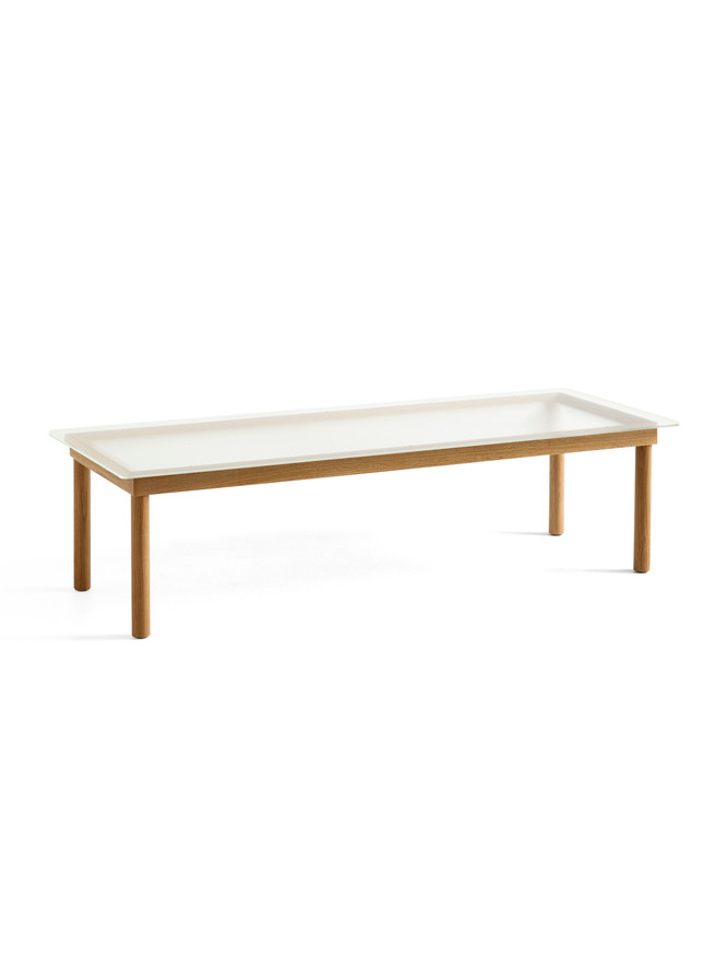 Kofi Sofabord 140x50 fra Hay (Clear reeded glass, Water-based lacquered oak)