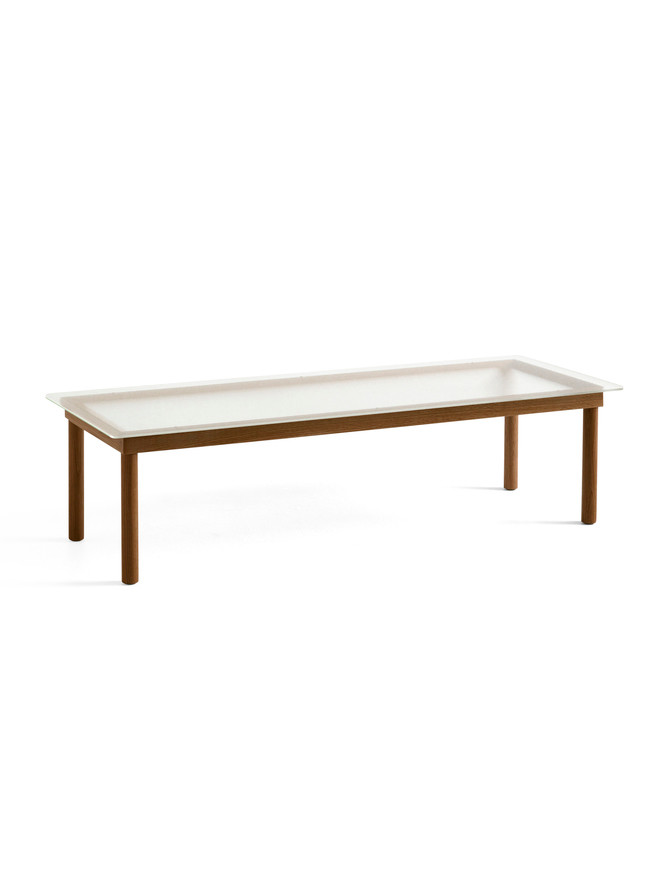 Kofi Sofabord 140x50 fra Hay (Clear reeded glass, Water-based lacquered walnut)