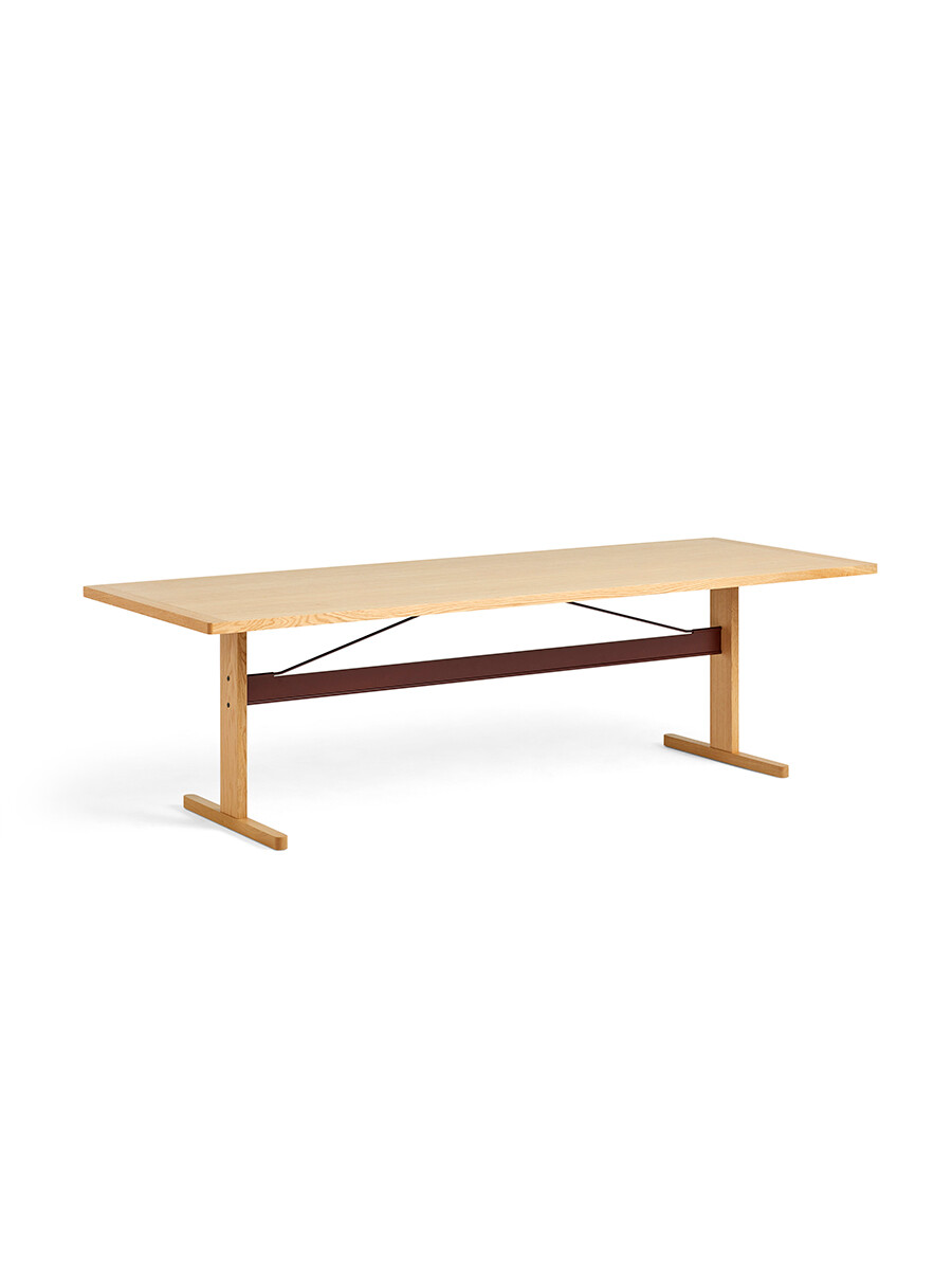 Passerelle Table, L260 cm fra Hay (Water-based lacquered oak, Burgundy red, Water-based lacquered oak)