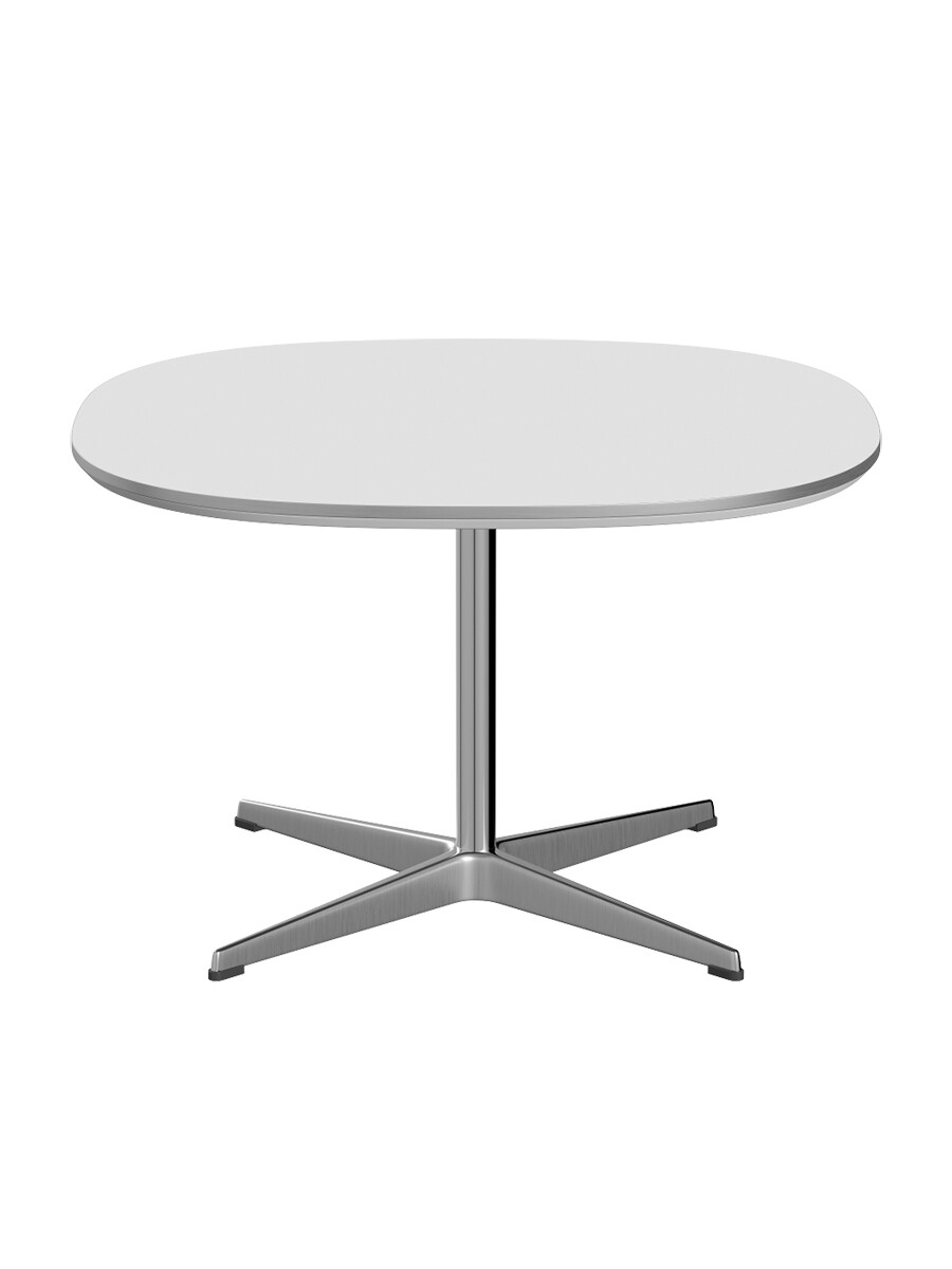 Piet Hein A202 Sofabord, 75 x 75 cm fra Fritz Hansen (Hvid laminat m. alukant)