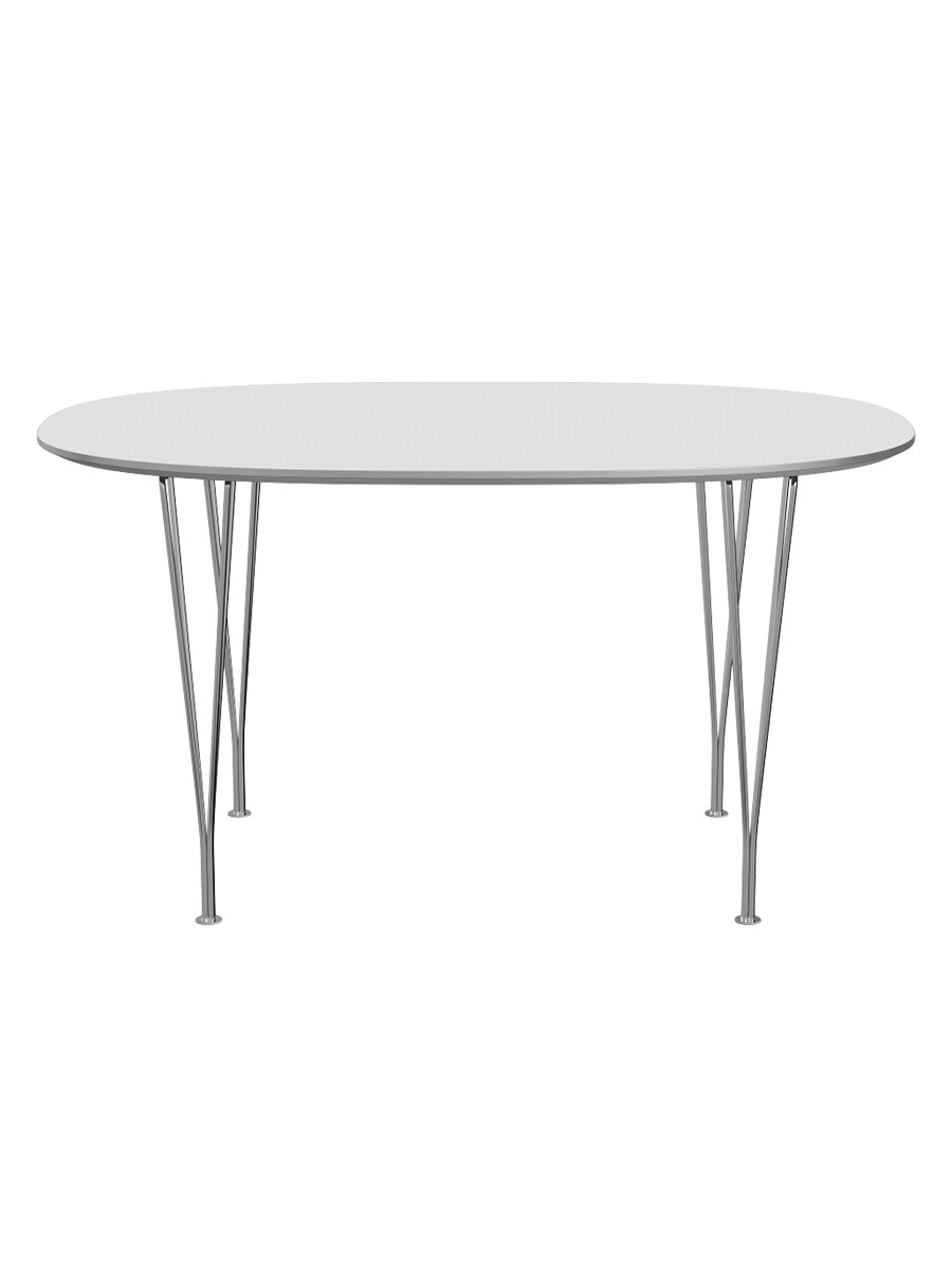 Piet Hein B611 Spisebord, 135 x 90 cm fra Fritz Hansen (Hvid laminat m. alukant)