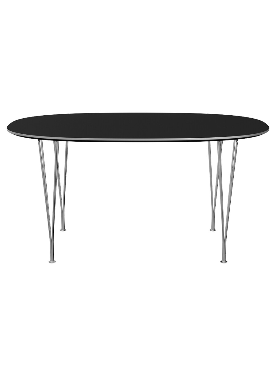 Piet Hein B612 Spisebord, 150 x 100 cm fra Fritz Hansen (Sort laminat m. alukant)