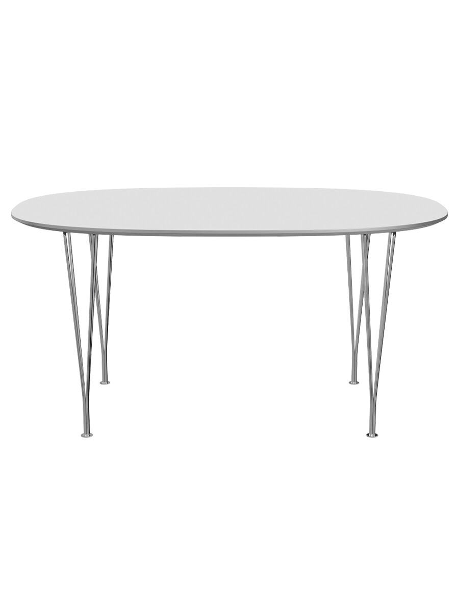 Piet Hein B612 Spisebord, 150 x 100 cm fra Fritz Hansen (Hvid laminat m. alukant)