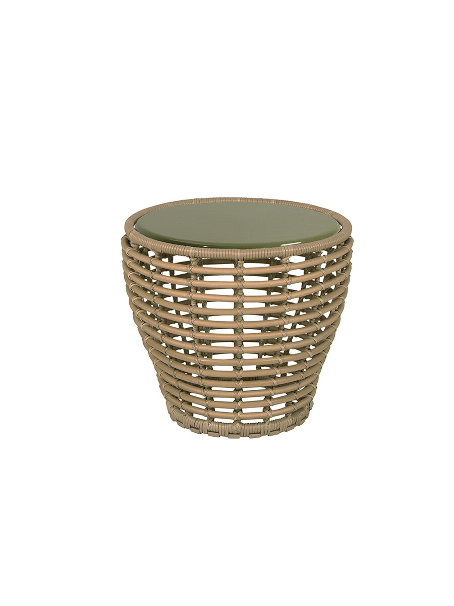 Basket Sofabord fra Cane-line (Lille - H45 x Ø50 cm, Natural/Glazed lava green)