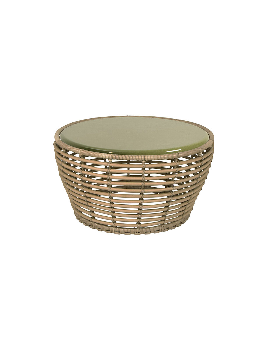 Basket Sofabord fra Cane-line (Medium - H40 x Ø75 cm, Natural/Glazed lava green)