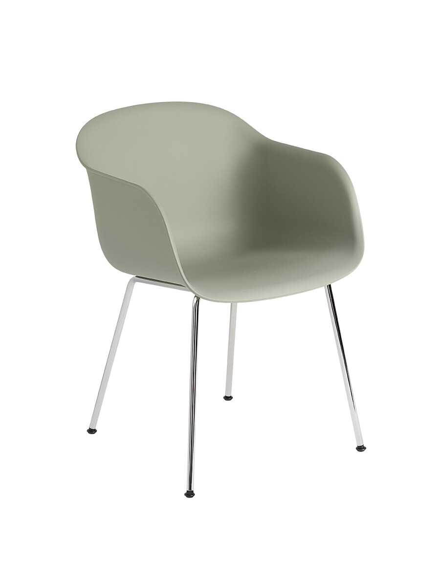 Fiber armchair Tube fra Muuto (Dusty green/ chrome base)