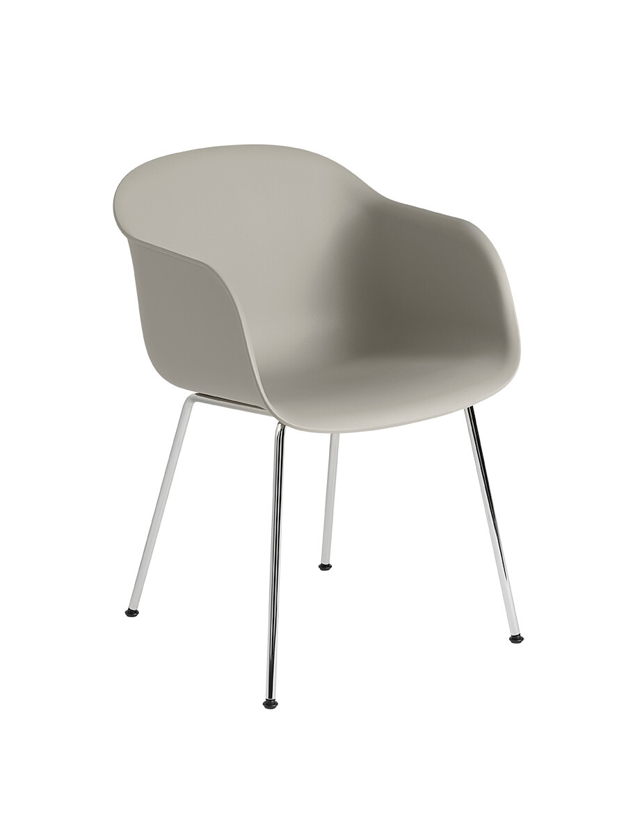 Fiber armchair Tube fra Muuto (Grey/ chrome base)