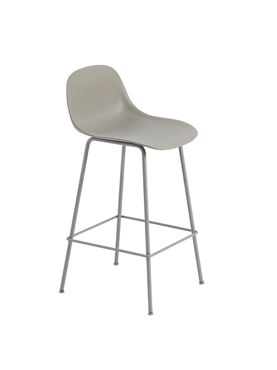 Fiber Barstool tube w. back fra Muuto (Lille, Grey/ grey base)