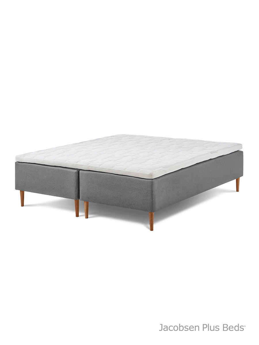 Jacobsen Plus Beds Classic Box seng, Grå (180 x 200 cm, Medium/medium)