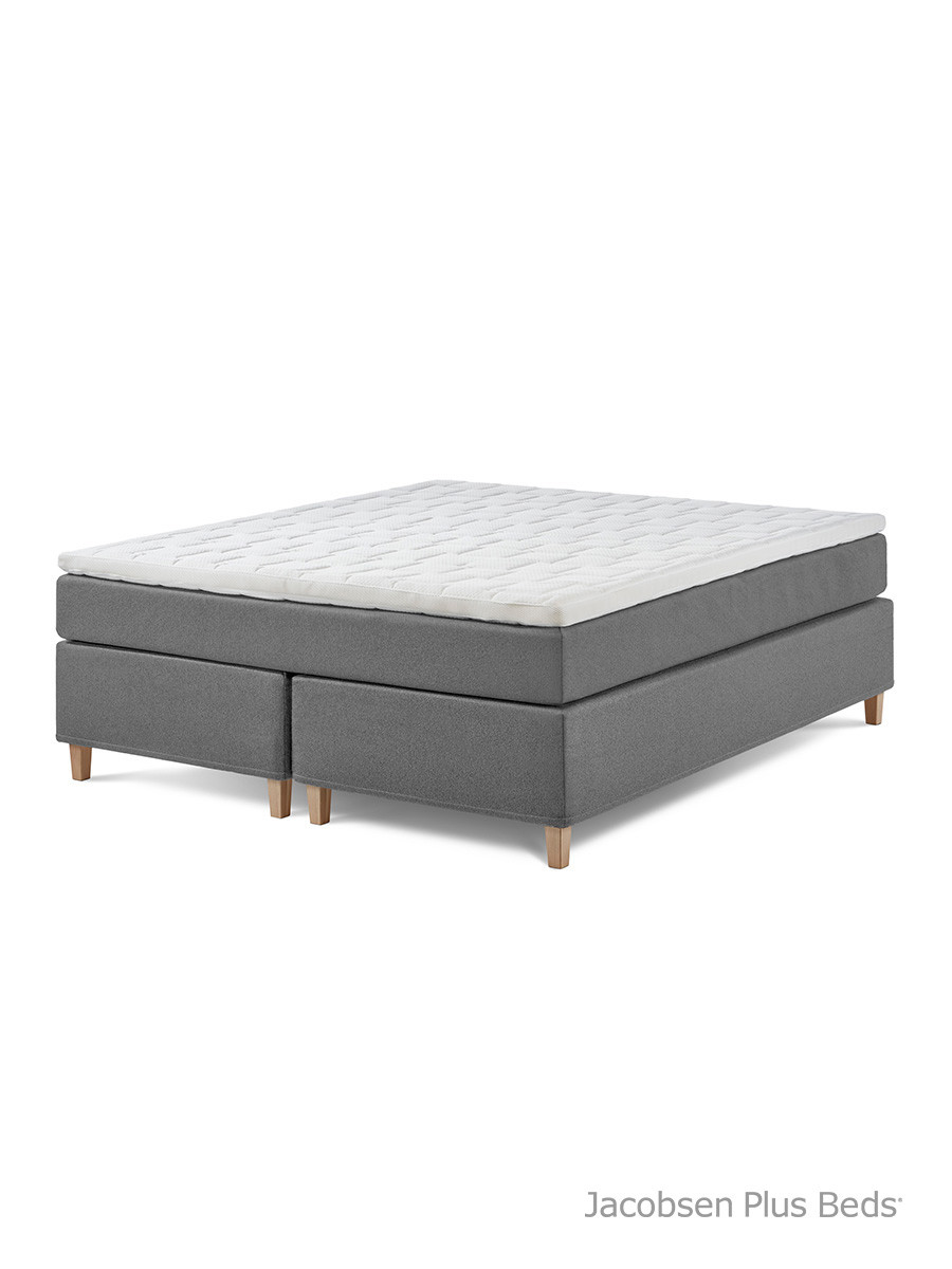 Jacobsen Plus Beds Kontinental Lux seng, Grå (180 x 200 cm, Medium/medium)