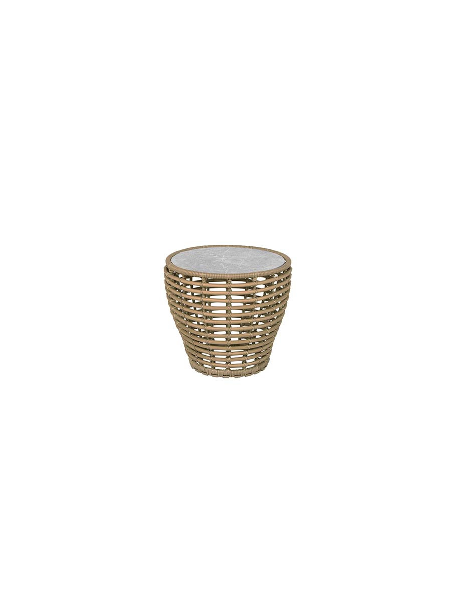 Basket Sofabord fra Cane-line (Lille - H45 x Ø50 cm, Natural/Fossil Grey)