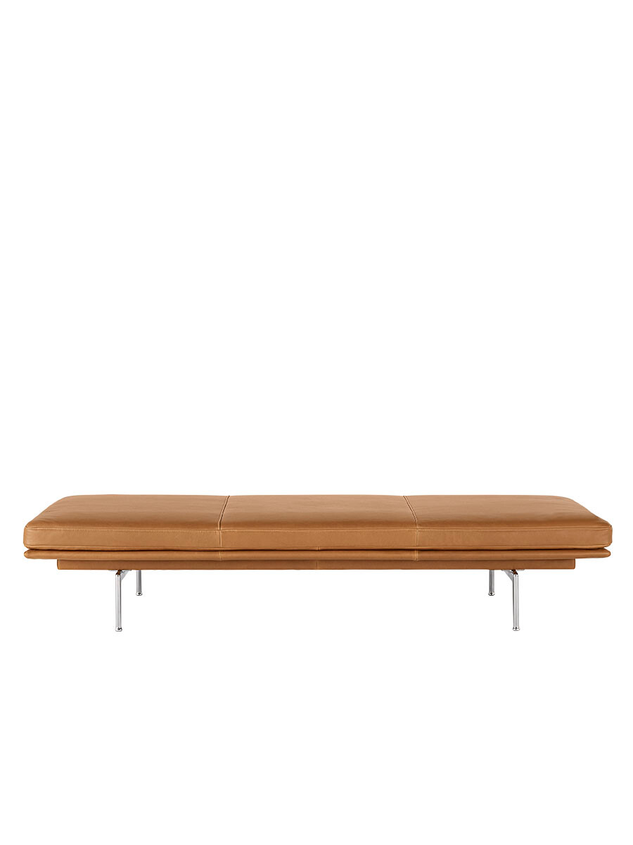 Outline Daybed, cognac leather fra Muuto (Aluminium stel)