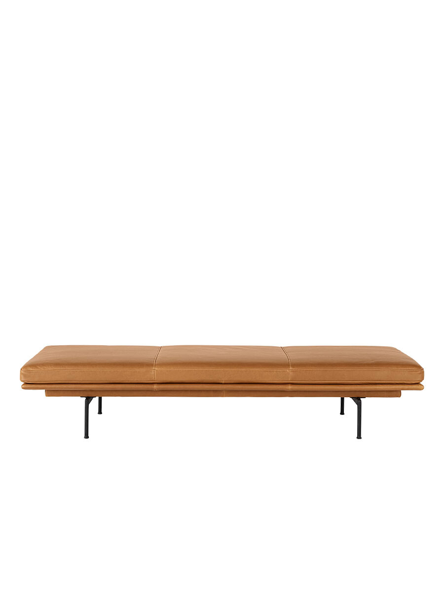 Outline Daybed, cognac leather fra Muuto (Sort stel)