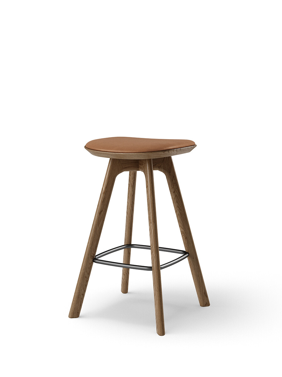 Pauline Counter Stool m. Træben, røget eg fra Brdr. Krüger (Spectrum, brandy leather)