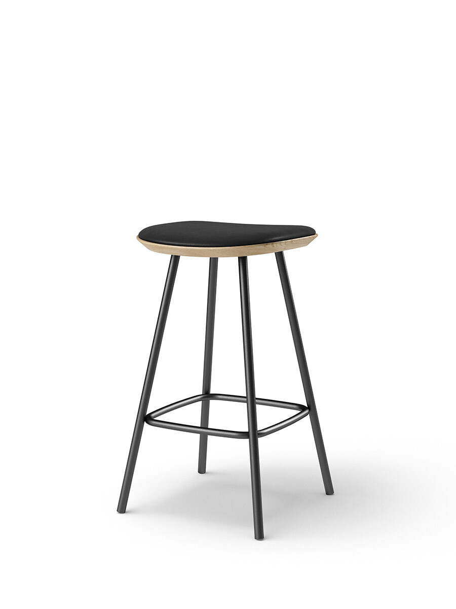 Pauline Counter Stool m. Metalben, olieret eg fra Brdr. Krüger (Savanne, black leather)