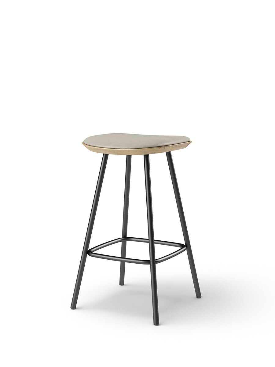 Pauline Counter Stool m. Metalben, olieret eg fra Brdr. Krüger (Spectrum, oyster leather)