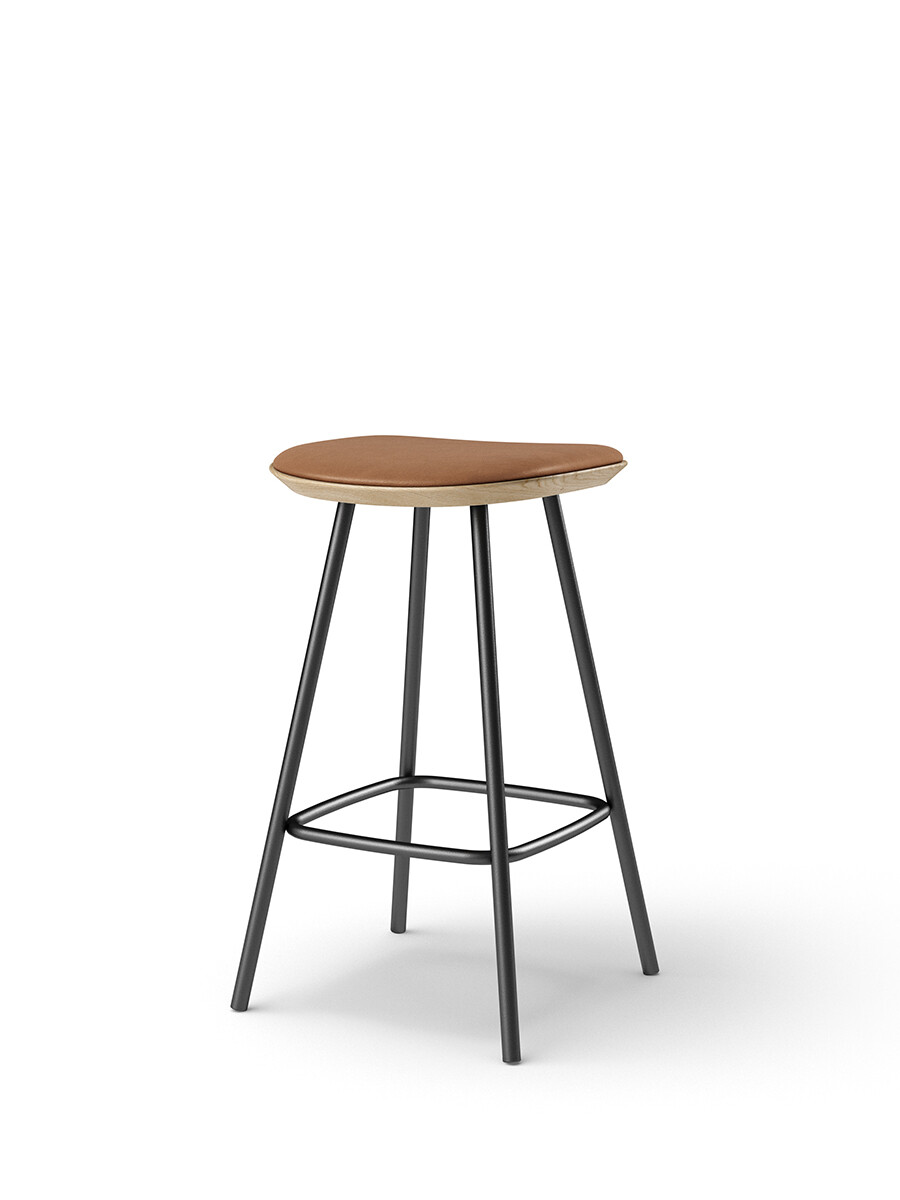 Pauline Counter Stool m. Metalben, olieret eg fra Brdr. Krüger (Spectrum, brandy leather)