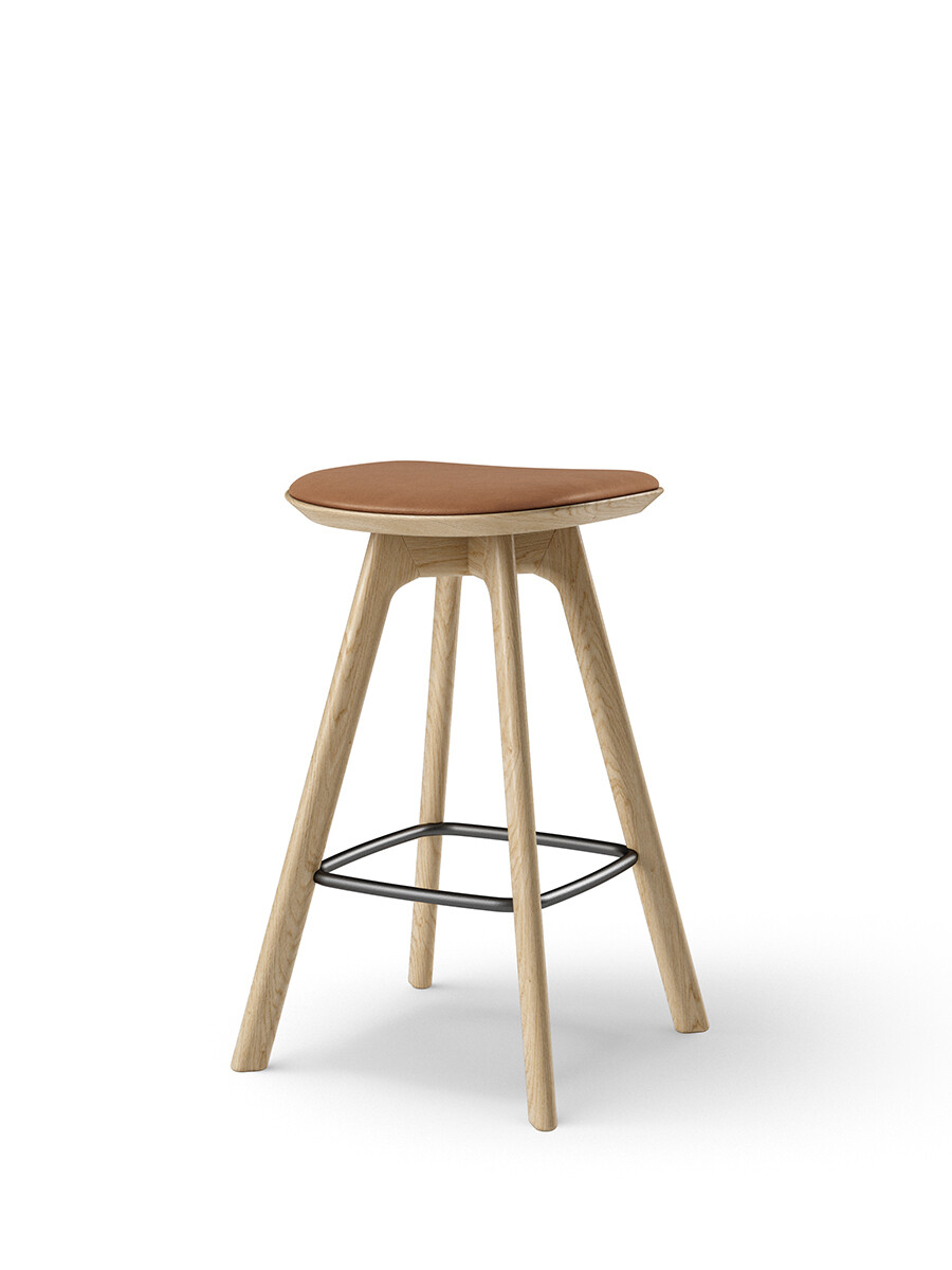 Pauline Counter Stool m. Træben, olieret eg fra Brdr. Krüger (Spectrum, brandy leather)