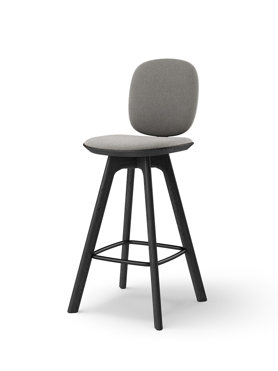 Pauline Comfort Counter Stool m. Træben, sortlakeret eg fra Brdr. Krüger (Hallingdal 0113, grey fabric)