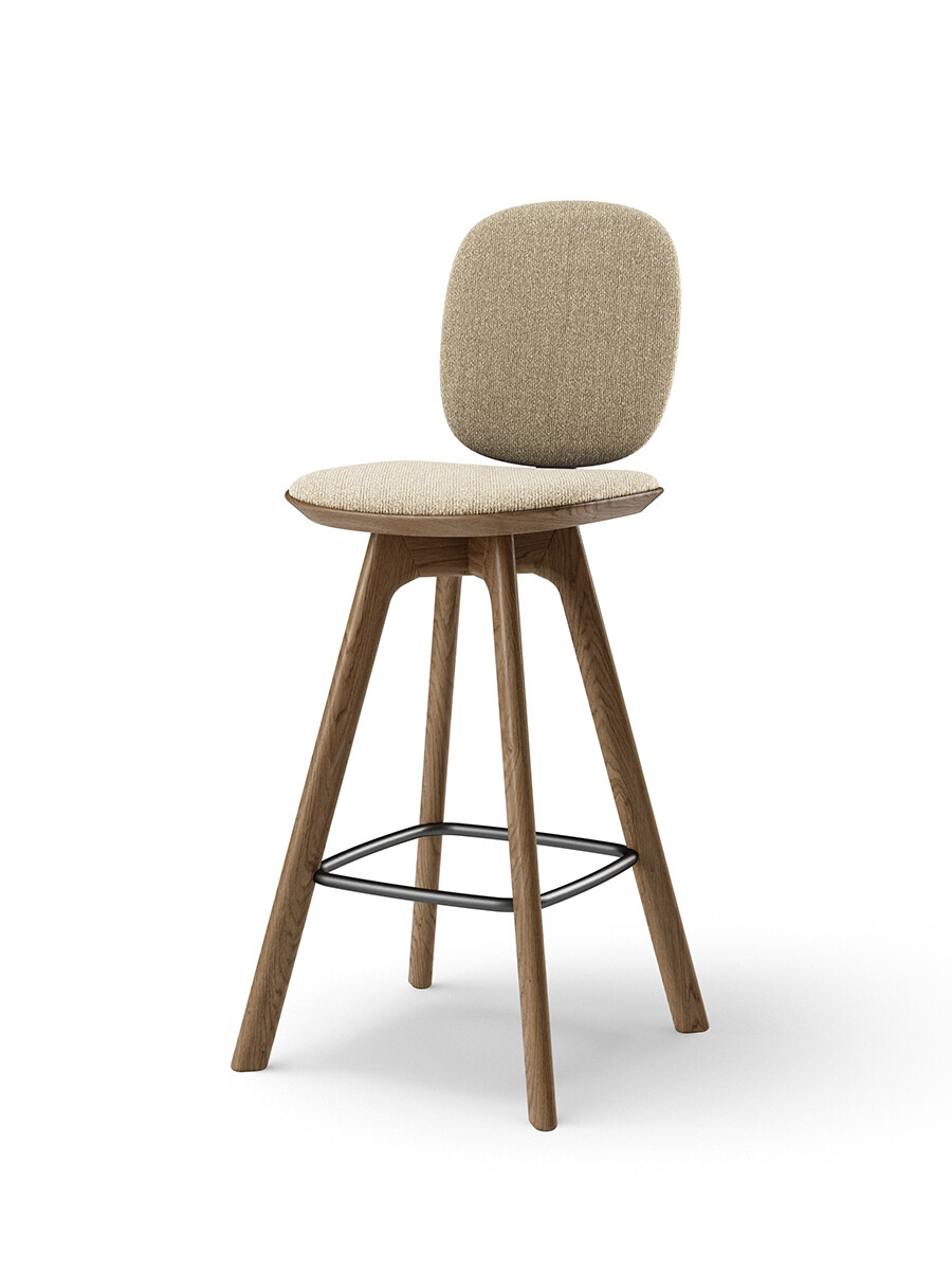 Pauline Comfort Counter Stool m. Træben, røget eg fra Brdr. Krüger (Moss 0019, cream fabric)