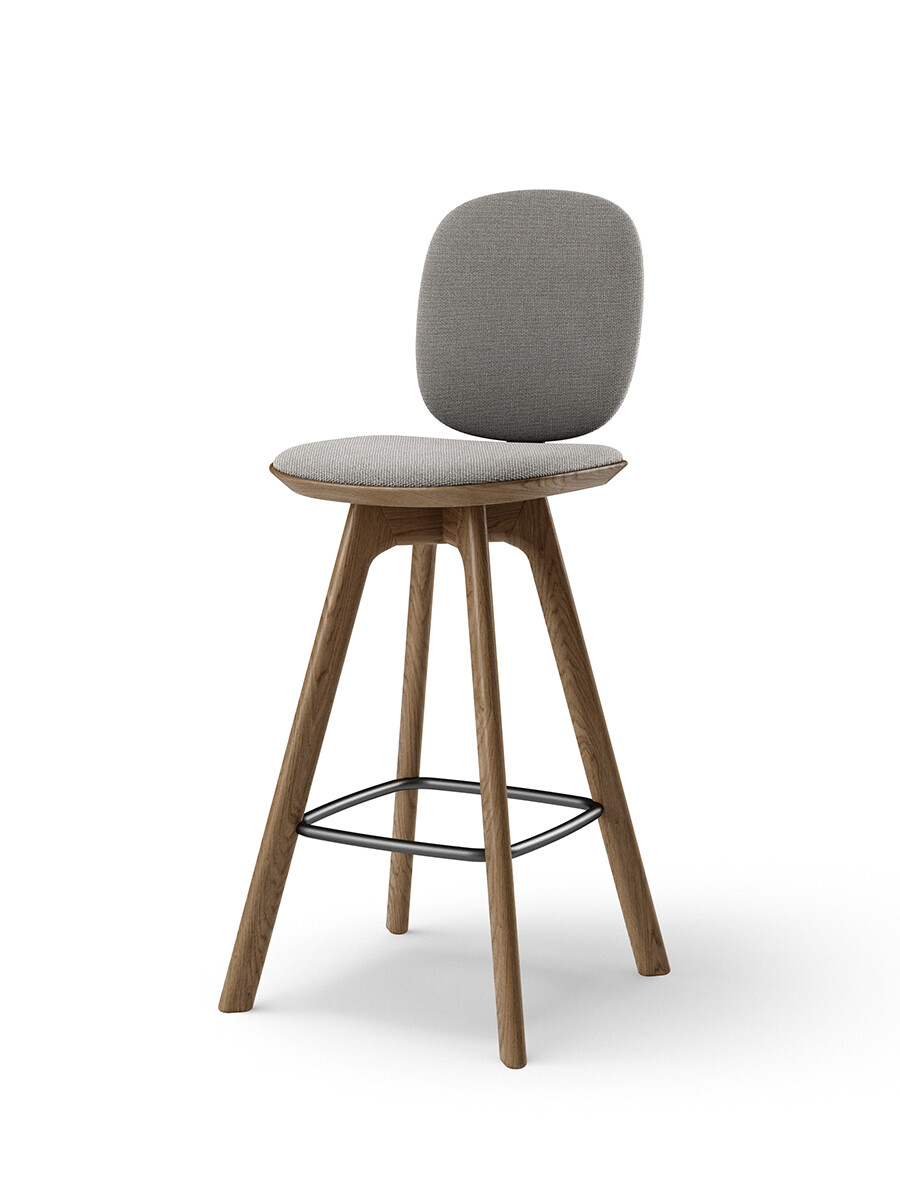 Pauline Comfort Counter Stool m. Træben, røget eg fra Brdr. Krüger (Hallingdal 0113, grey fabric)