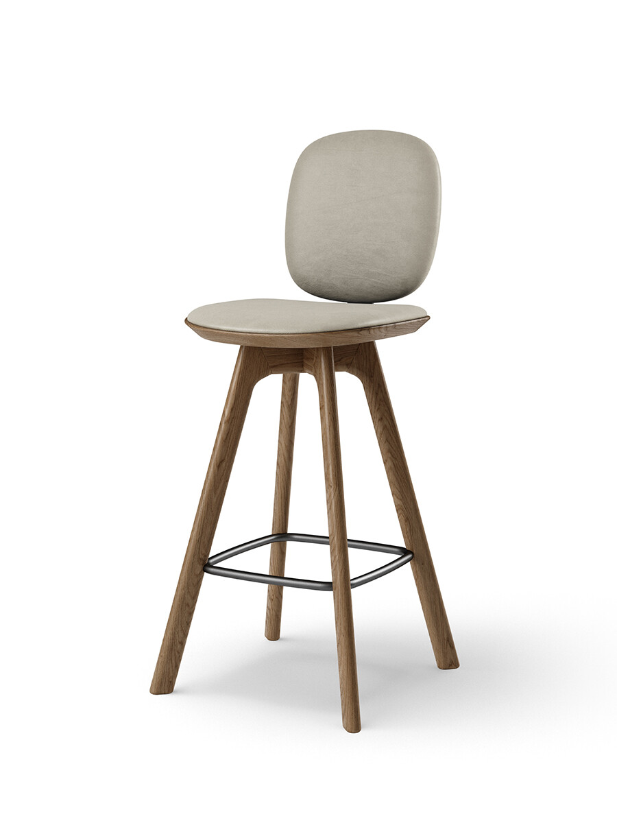 Pauline Comfort Counter Stool m. Træben, røget eg fra Brdr. Krüger (Spectrum, oyster leather)