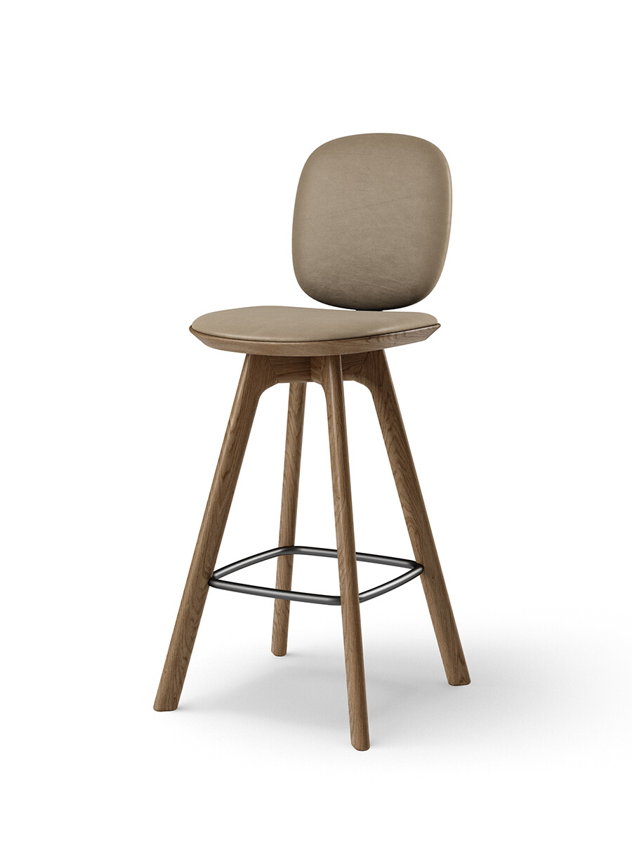 Pauline Comfort Counter Stool m. Træben, røget eg fra Brdr. Krüger (Spectrum, almond leather)