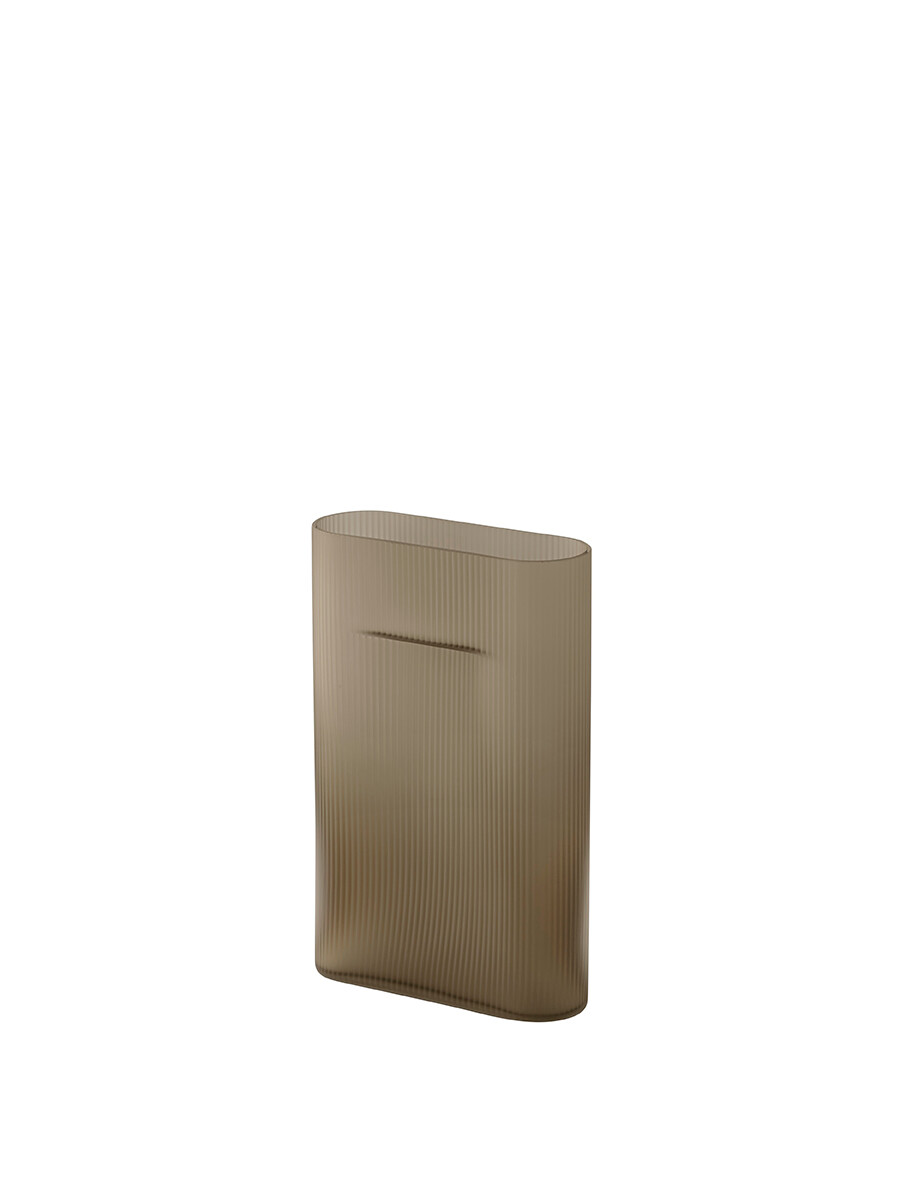 Ridge Vase, taupe frosted glass fra Muuto (H35 cm)