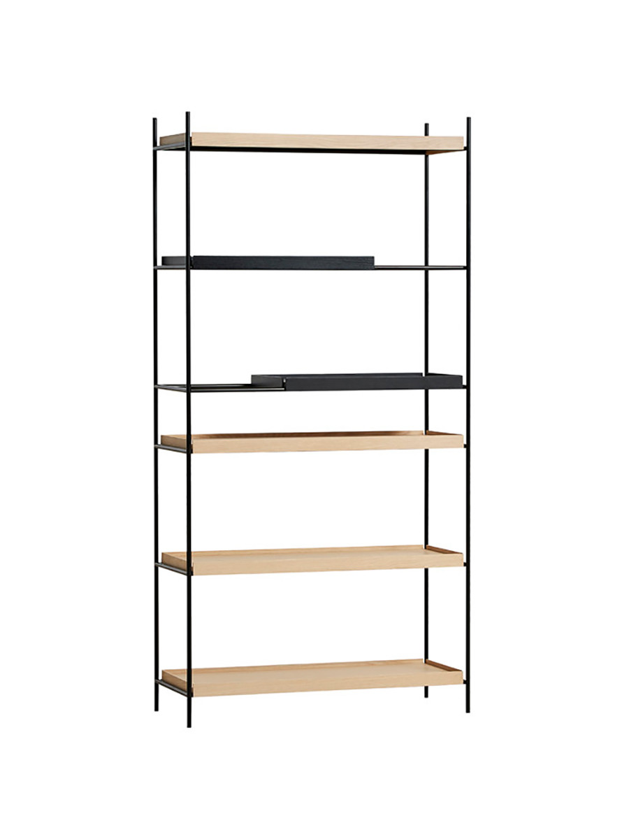 Tray Shelf, høj fra Woud (Black: 2 short / Oak: 4 wide)