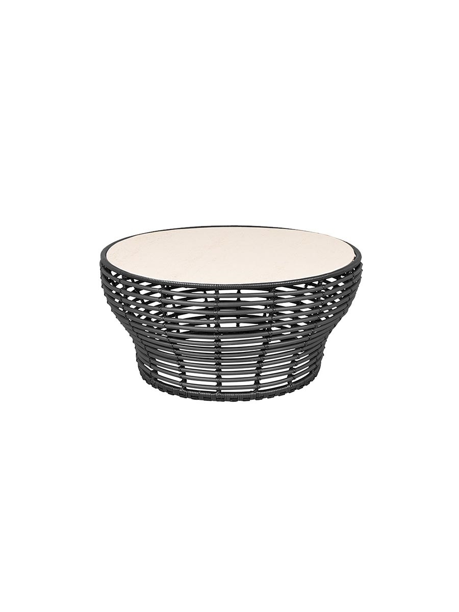 Basket Sofabord fra Cane-line (Stor - H45 x Ø95 cm, Graphite/Travertine look)