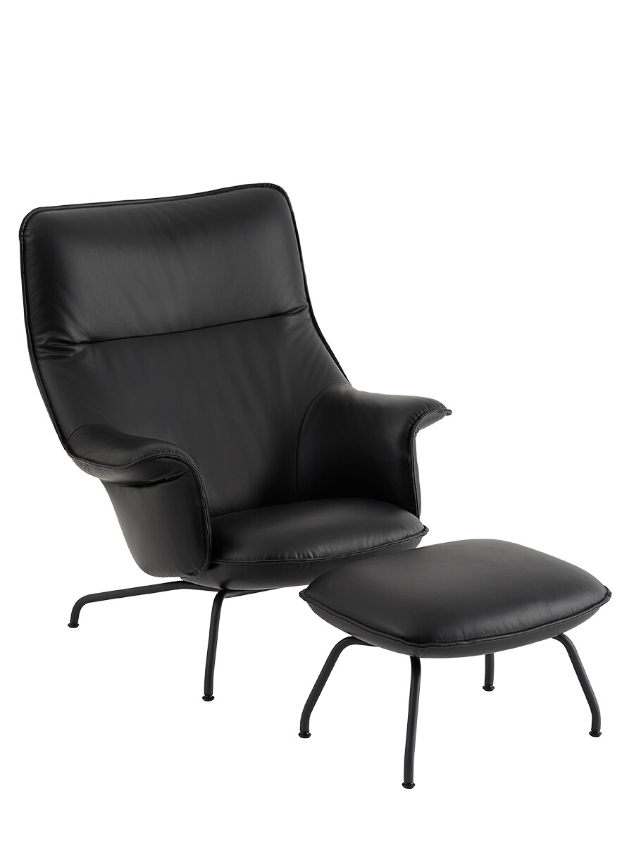 Doze Lounge Chair inkl. Fodskammel, black refine leather fra Muuto