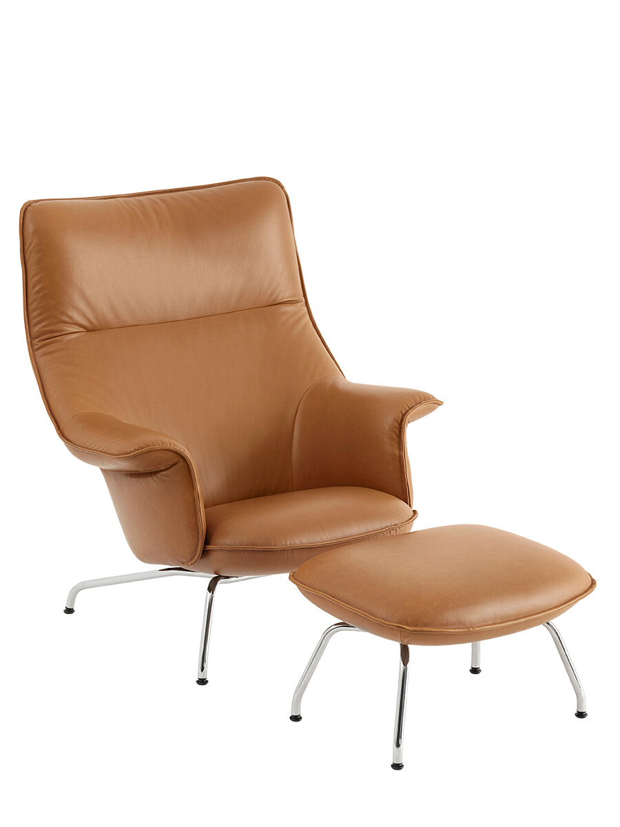 Doze Lounge Chair inkl. Fodskammel, cognac refine leather fra Muuto