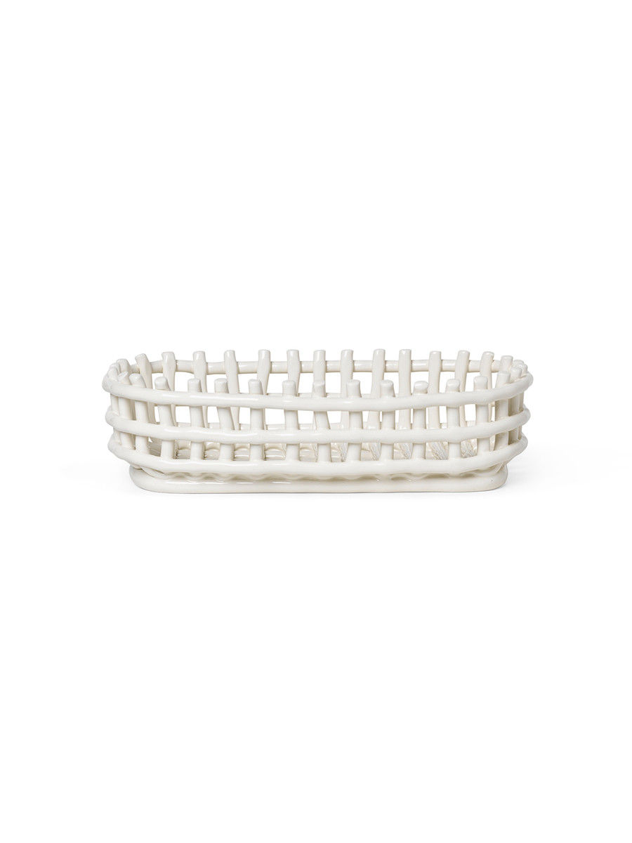 Ceramic Basket, oval fra Ferm Living (Off white)