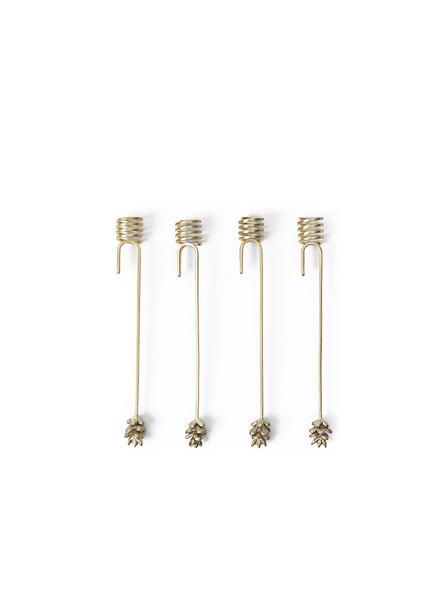 Forest Christmas Tree Candle Holders, sæt á 4 stk., brass fra Ferm Living