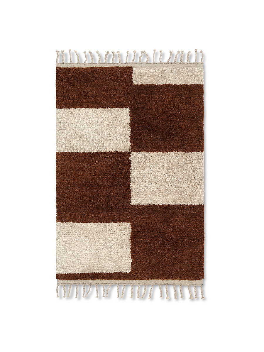 Mara Knotted Rug, small fra Ferm Living (Dark Brick/Off-White)