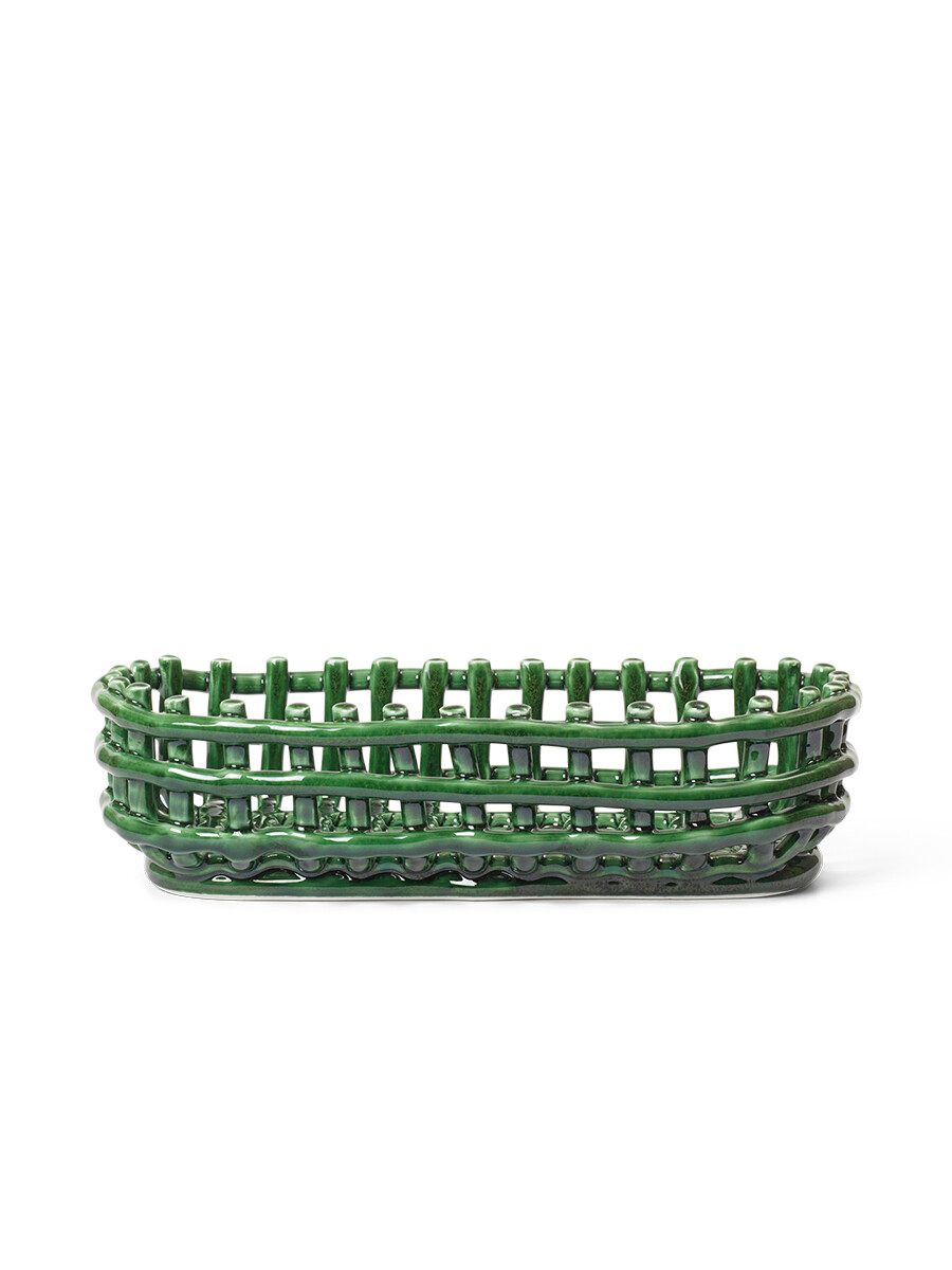 Ceramic Basket, oval fra Ferm Living (Emerald green)