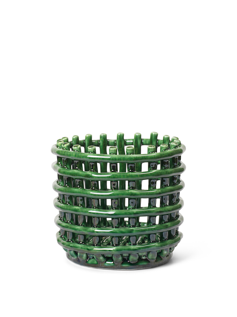 Ceramic Basket, small fra Ferm Living (Emerald green)