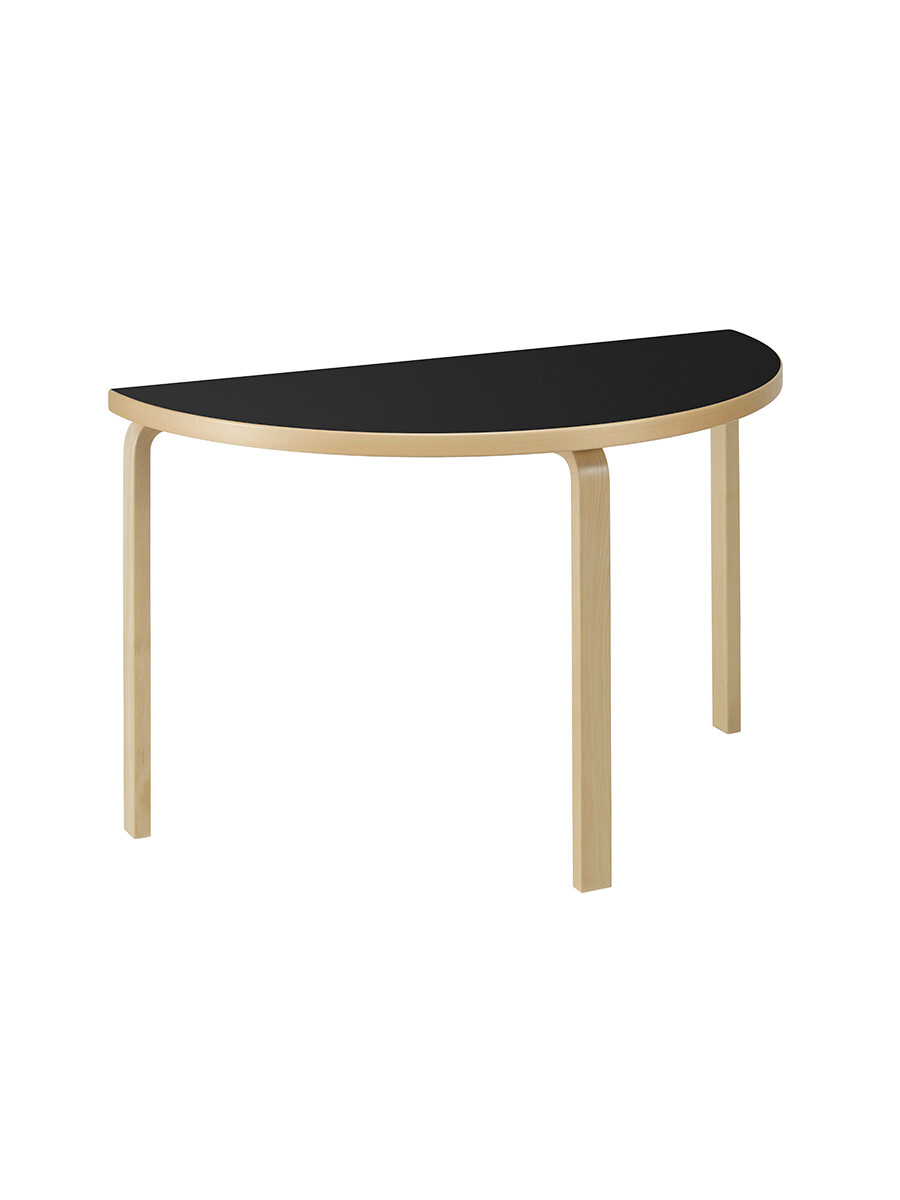 Aalto Table Half-Round fra Artek (Sort Linoleum)