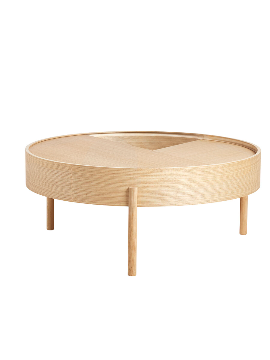 Arc Coffee Table, Ø 89 cm fra Woud (White pigmented oak)