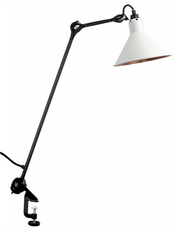 Nr. 201 bordlampe fra Lampe Gras (Sort stel, Mathvid/kobber inderside)