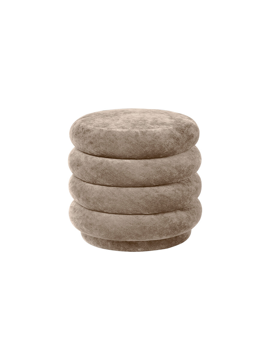 Pouf Round, faded velvet fra Ferm living (Beige)