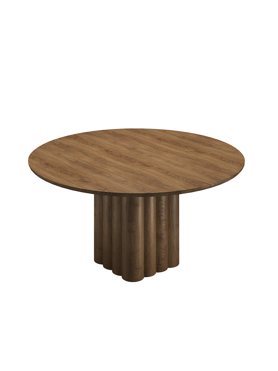 Plush Table Round fra DK3 (Valnød, Ø 140 cm + 2 tillægsplader)