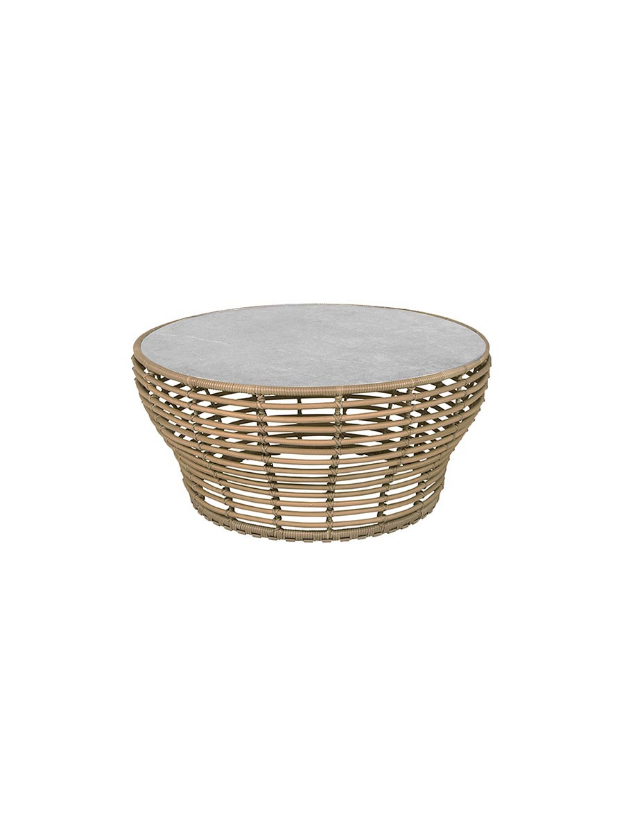 Basket Sofabord fra Cane-line (Stor - H45 x Ø95 cm, Natural/Fossil Grey)