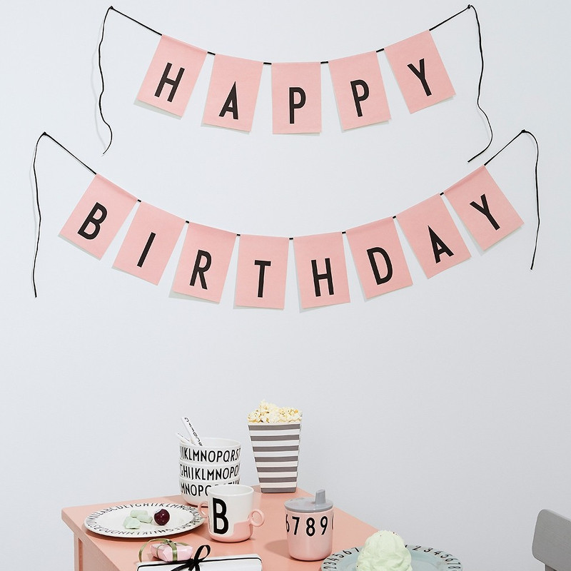 design letters flagranke happy birthday pink