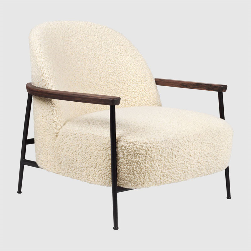 Gubi Sejour Lounge Chair With Walnut Armrest Sheepskin Base Antique ...